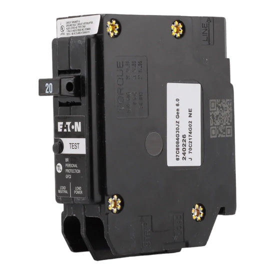 Eaton BRP120GF 20A 1-Pole GFCI Circuit Breaker – Plug-On Neutral – 120/240V AC