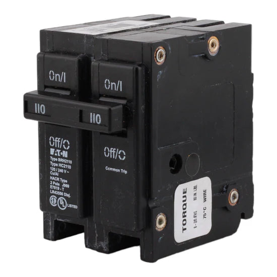 Eaton BRH2110 110A 2-Pole Thermal Magnetic Circuit Breaker – Plug-In – 120/240V