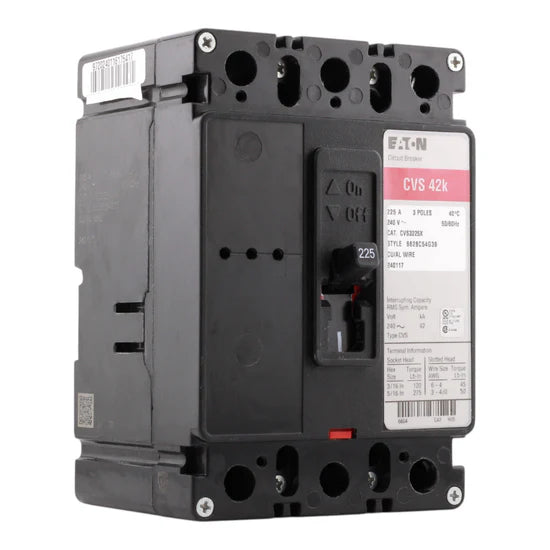 Eaton CVS3225X 225A 3-Pole Molded Case – Bolt-On – 240V