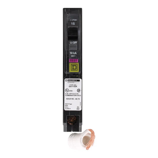 Square D QO115DF 15A 1-Pole Dual Function AFCI/GFCI Circuit Breaker – Plug-In – 120V