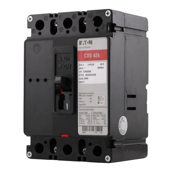 Eaton CVS3225X 225A 3-Pole Molded Case – Bolt-On – 240V