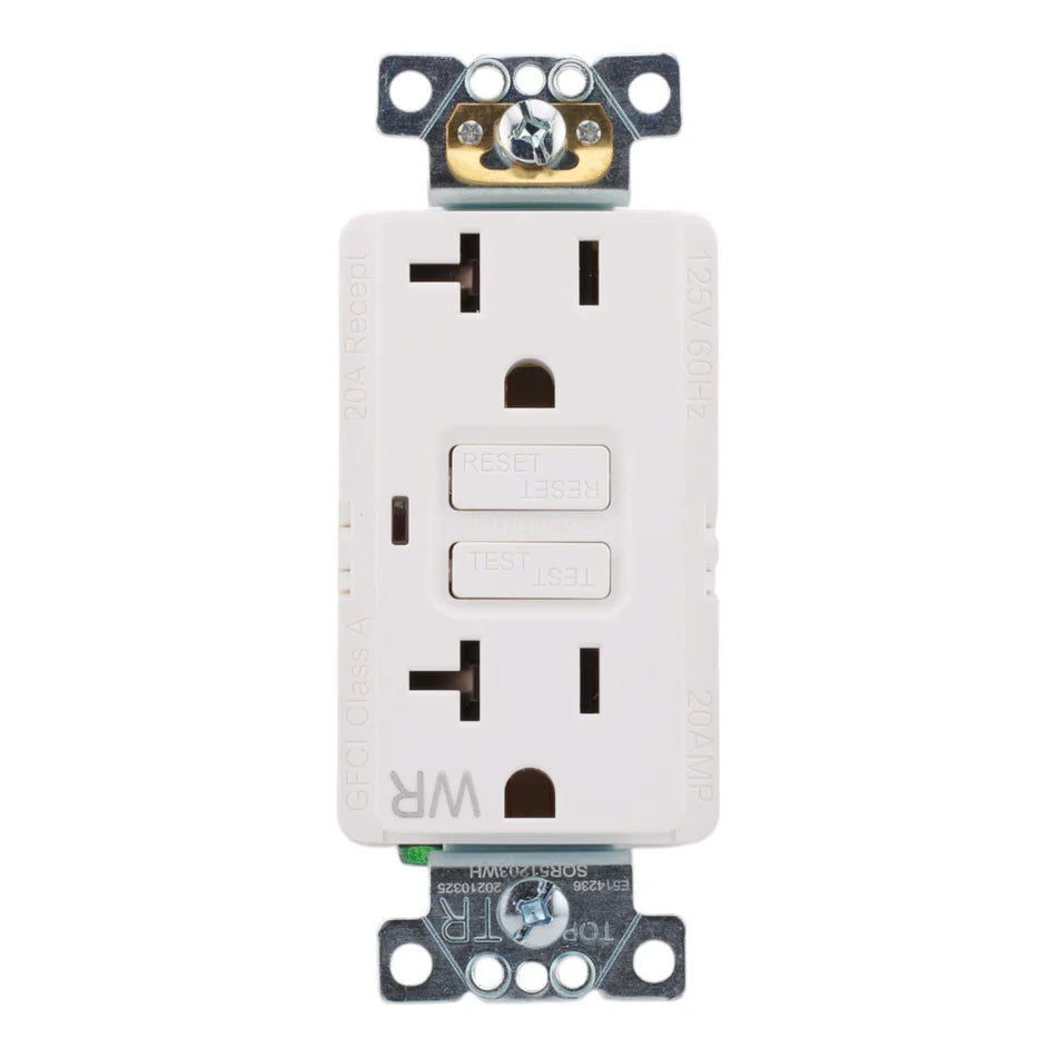 Square D SQR51203WH X Series 20 Amp GFCI Duplex Receptacle – Tamper & Weather Resistant – 125V – White
