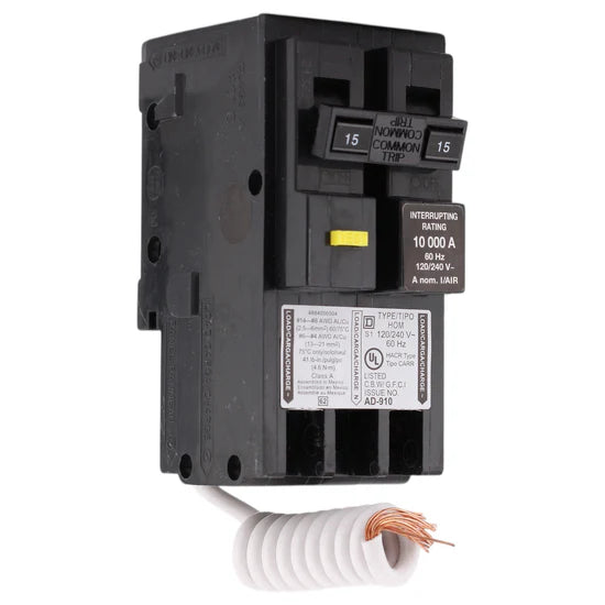 Square D Homeline HOM215GFI 15A 2-Pole GFCI – Pigtail Neutral – 120/240V AC