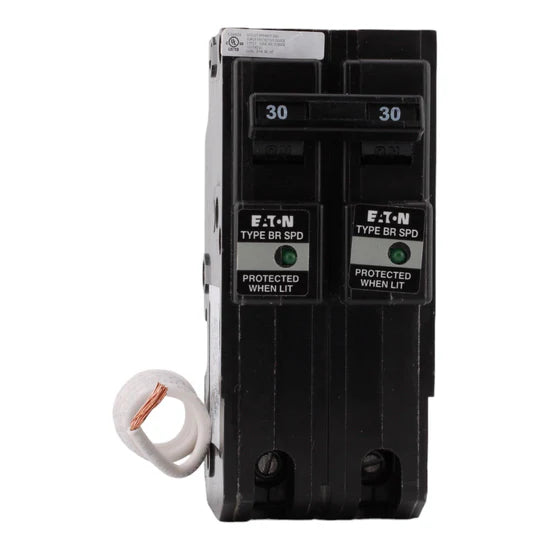 Eaton BR230SUR 30A 2-Pole Residential Surge Breaker – Plug-On – 120/240V