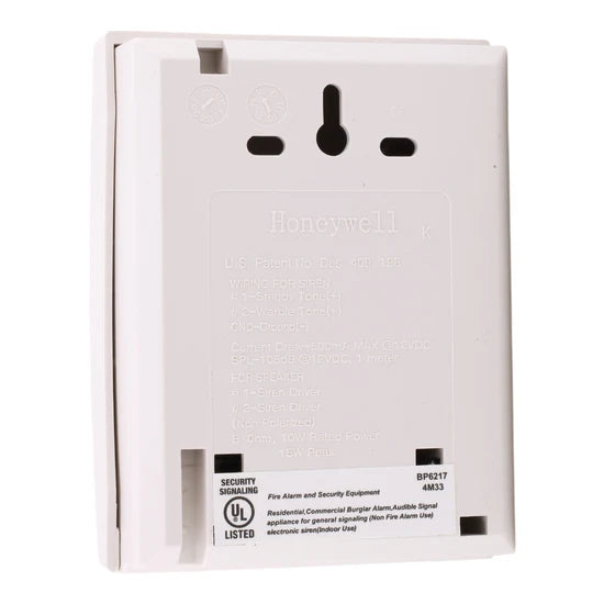 Honeywell WAVE2 106dB Two-Tone Indoor Siren – Flush Mount – 6–14V DC