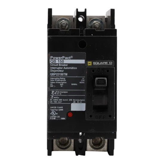 Square D QBP22150TM 150A 2-Pole Thermal-Magnetic Circuit Breaker – Bottom Mount – 240VAC