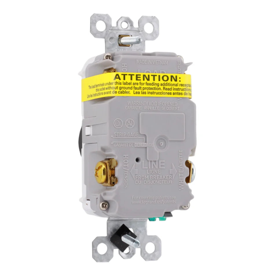 Legrand 1597TRW 15 Amp Tamper-Resistant Duplex GFCI Receptacle – 125V – White