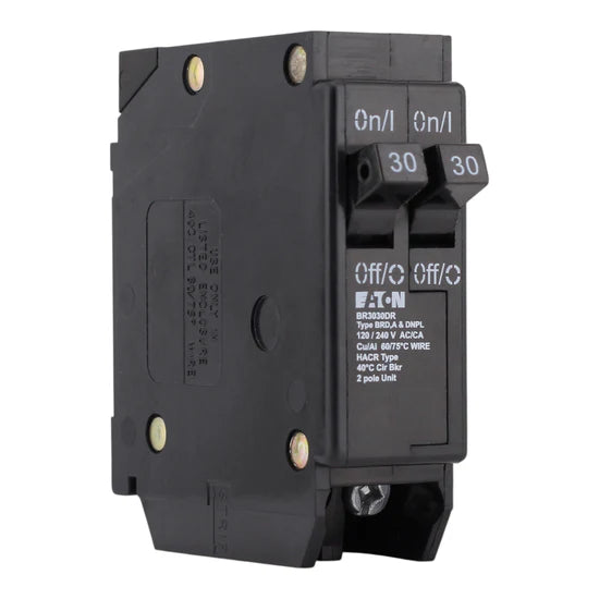 Eaton BR BR3030DR 30-30A 1-Pole Non-CTL Duplex – Plug-On – 120/240V AC
