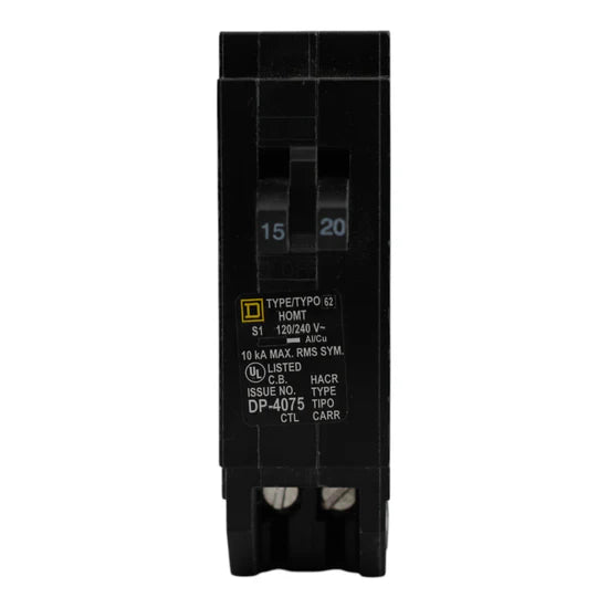 Square D HOMT1520 15/20A 2-Pole Homeline Tandem Circuit Breaker – Plug-In – 120/240V