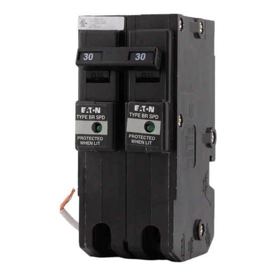 Eaton BR230SUR 30A 2-Pole Residential Surge Breaker – Plug-On – 120/240V