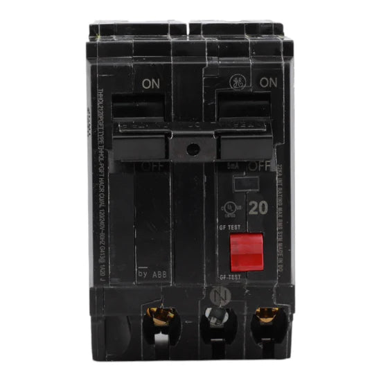 GE THHQL2120PGFT 20A 2-Pole GFCI Circuit Breaker – Plug-On – 120/240V