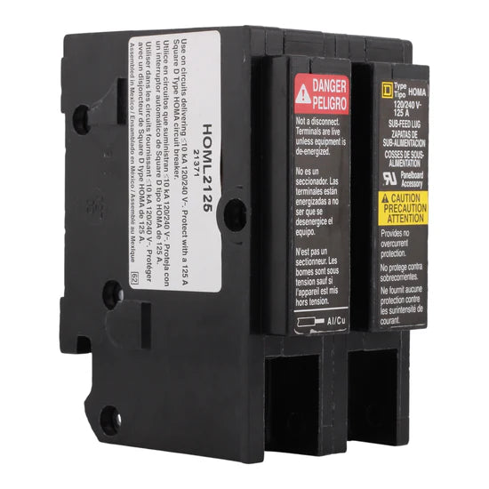 Square D HOML2125 125A 2-Pole Subfeed Lug Kit – Field-Installable – For Homeline Load Centers