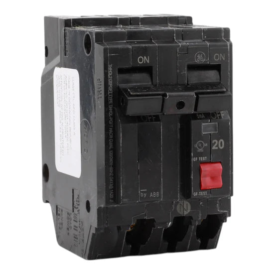 GE THHQL2120PGFT 20A 2-Pole GFCI Circuit Breaker – Plug-On – 120/240V