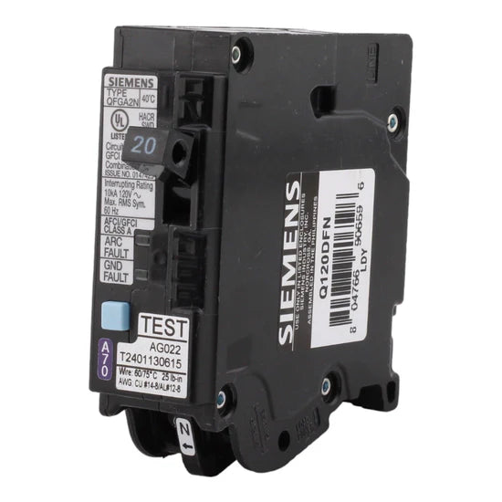 Siemens Q120DFN 20A 1-Pole AFCI/GFCI Circuit Breaker – Plug-On Neutral – 120V
