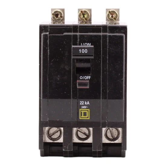 Square D QOB3100VH 100A 3-Pole Standard Circuit Breaker – Bolt-On – 120/240V