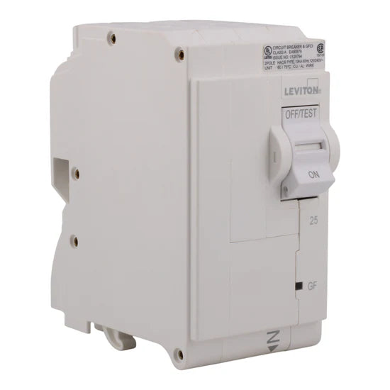 Leviton LB225-G: 25A 2P 120/240V GFCI Plug-On Neutral Circuit Breaker