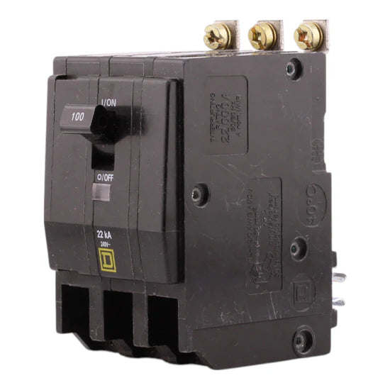 Square D QOB3100VH 100A 3-Pole Standard Circuit Breaker – Bolt-On – 120/240V