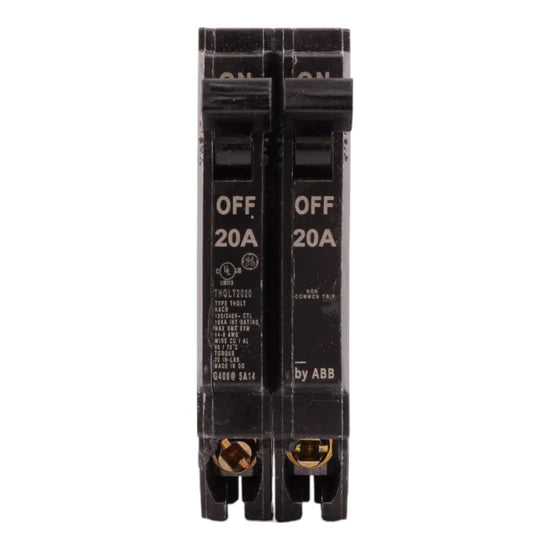 GE THQLT2020 20A/20A 2x1P Tandem Circuit Breaker – Plug-In – 120/240V