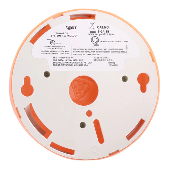 Edwards EST SIGA-SB Signature Series Standard Detector Mounting Base – SLC Compatible