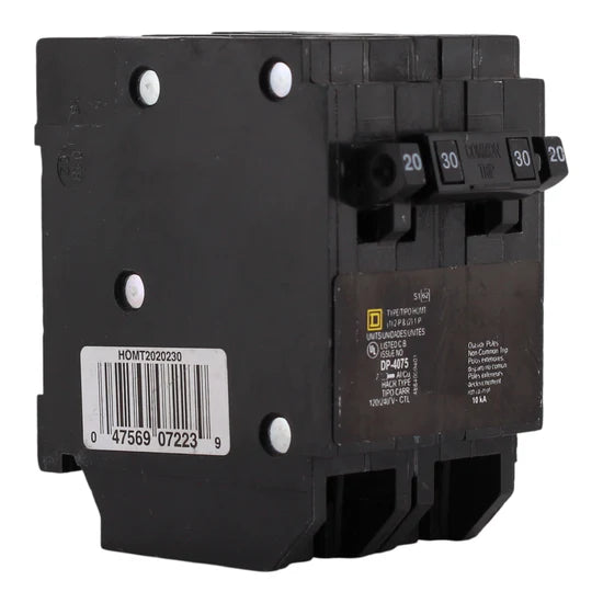 Square D HOMT2020230 20A/30A Quad Tandem Thermal Magnetic Circuit Breaker – Plug-In – 120/240V