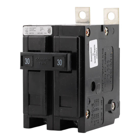 Eaton BAB2030 30A 2-Pole Thermal-Magnetic Circuit Breaker – Ring/Spade Lug – 240V