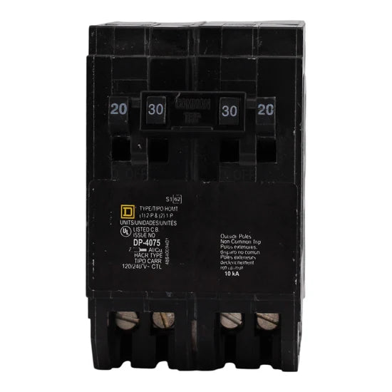 Square D HOMT2020230 20A/30A Quad Tandem Thermal Magnetic Circuit Breaker – Plug-In – 120/240V