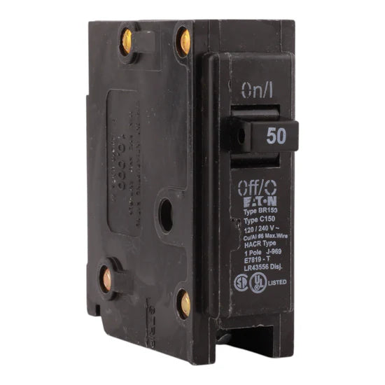 Eaton BR150 50A 1-Pole Thermal Magnetic – Plug-On – 120/240V