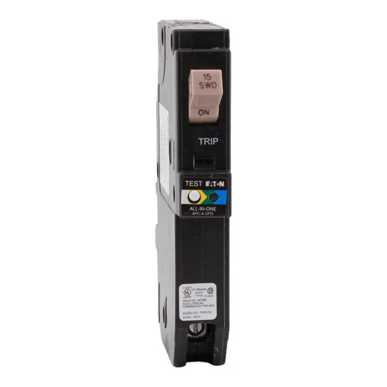Eaton CHFP115A1CS 15A 1-Pole Dual Function (AFCI/GFCI) Circuit Breaker – Plug-On Neutral – 120V