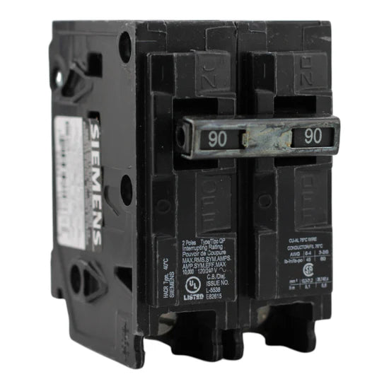 Siemens Q290 90A 2-Pole Thermal Magnetic Circuit Breaker – Plug-In – 120/240V