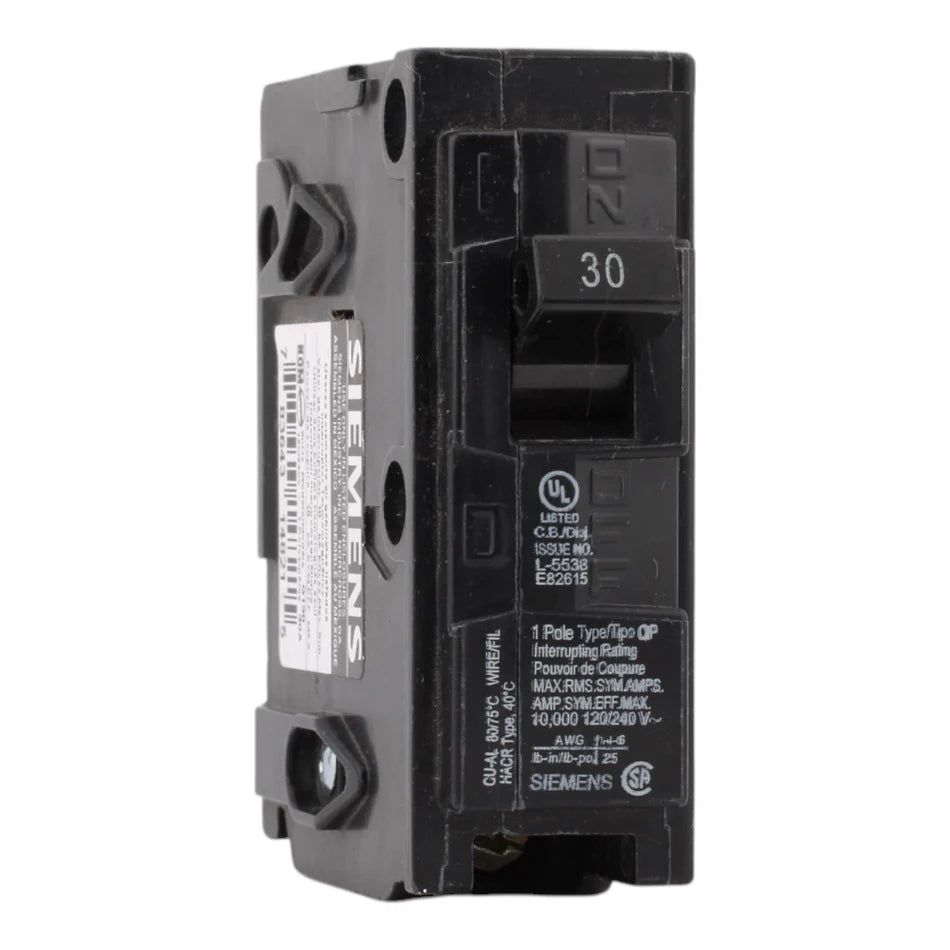 Siemens Q130 30 Amp Single-Pole Circuit Breaker – 120V – Thermal Magnetic