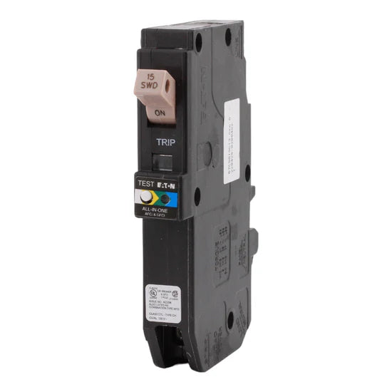 Eaton CHFP115A1CS 15A 1-Pole Dual Function (AFCI/GFCI) Circuit Breaker – Plug-On Neutral – 120V