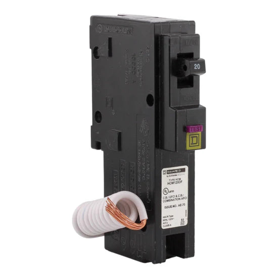 Square D HOM120DF 20A 1-Pole Dual Function (AFCI/GFCI) Circuit Breaker – Plug-On – 120V