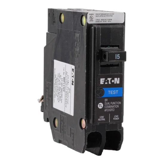 Eaton BRP115DF 15A 1-Pole AFCI/GFCI Circuit Breaker – Plug-On Neutral – 120V