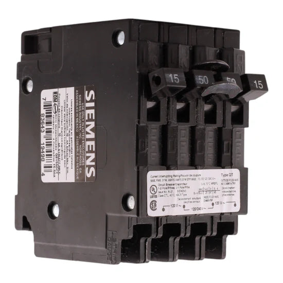 Siemens QT Q21550CT Triplex Circuit Breaker – 15A/50A – 1P/2P – 120/240V