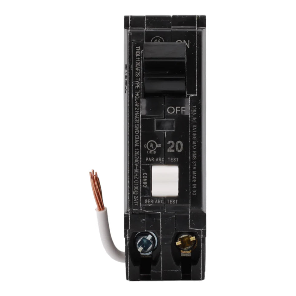 GE THQL1120AF2S 20A 120V Single-Pole AFCI Circuit Breaker – Plug-In with Pigtail