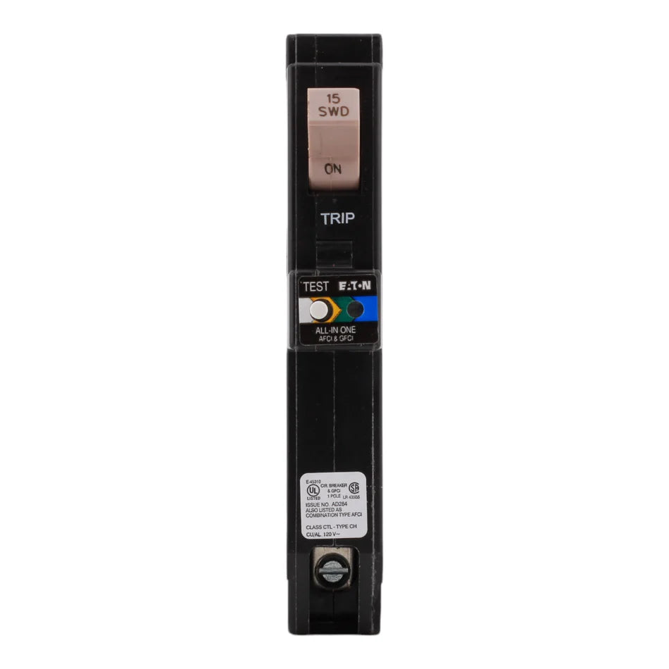 Eaton CHFPAFGF115CS 15A 120V Single-Pole All-in-One AFCI/GFCI Circuit Breaker – Type CH – UL