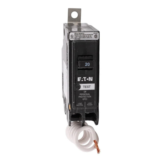 Eaton QB1020GF 20A 1-Pole GFCI Circuit Breaker – Bolt-On – 120/240V