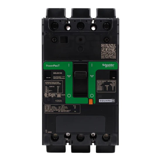 Square D PowerPacT B BDL36100 100A 3-Pole Thermal-Magnetic – DIN/Screw Mount – 600Y/347V
