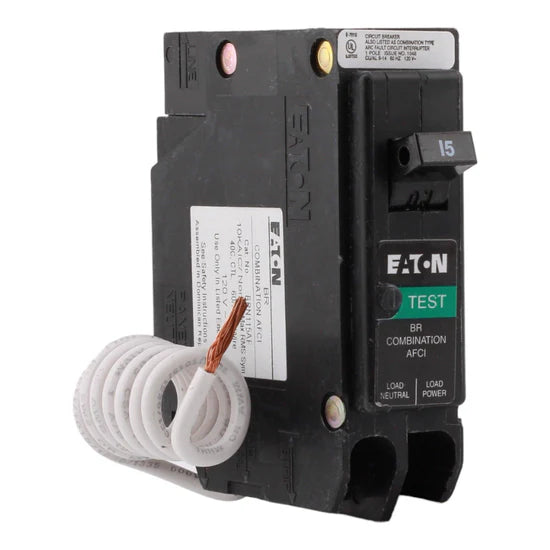 Eaton BRN115AF 15A 1-Pole AFCI Circuit Breaker – Plug-In (Pigtail Neutral) – 120V