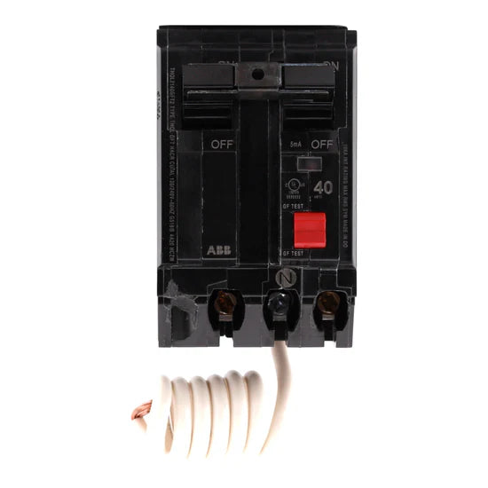 GE THQL2140GFT2 40A 2P GFCI Pigtail Neutral Circuit Breaker – Plug-In – 120/240V