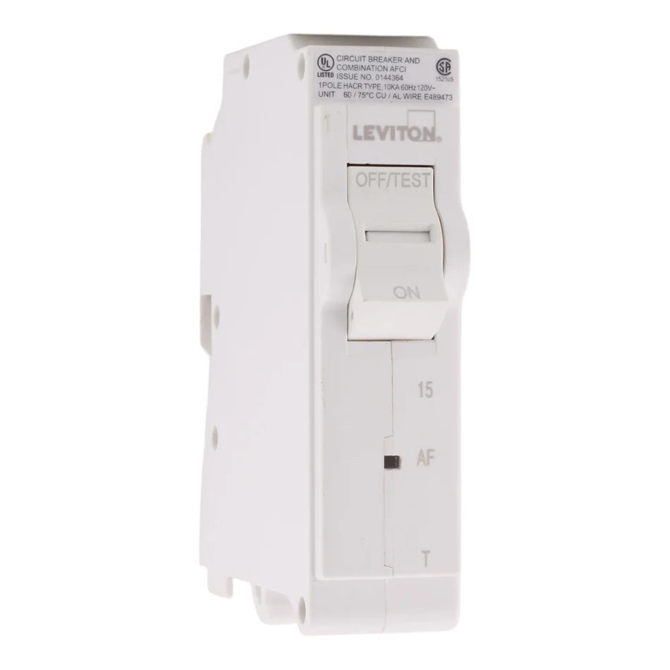 Leviton LB115-AFT 15A 120V Single-Pole AFCI Circuit Breaker – Plug-On – UL
