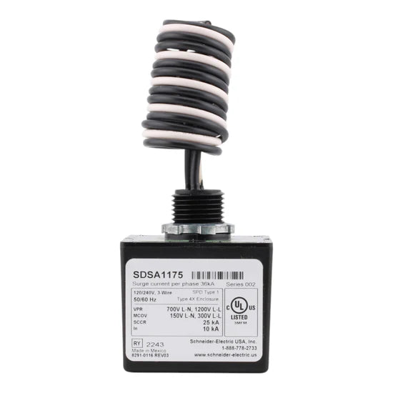 Square D SDSA1175 36kA 1-Phase Type 1 Surge Protection Device – Back Nipple – 120/240V