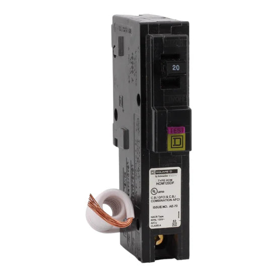 Square D HOM120DF 20A 1-Pole Dual Function (AFCI/GFCI) Circuit Breaker – Plug-On – 120V