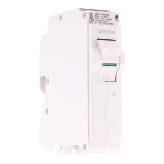 Leviton LB130-T 30A 1-Pole Standard Thermal Magnetic Breaker – Plug-On Neutral – 120/240V