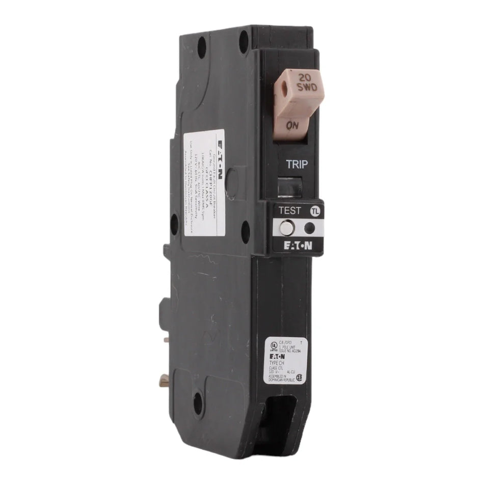 Eaton CHFP120GF CH Series 20A 1-Pole GFCI Plug-On Neutral Circuit Breaker – 120/240V