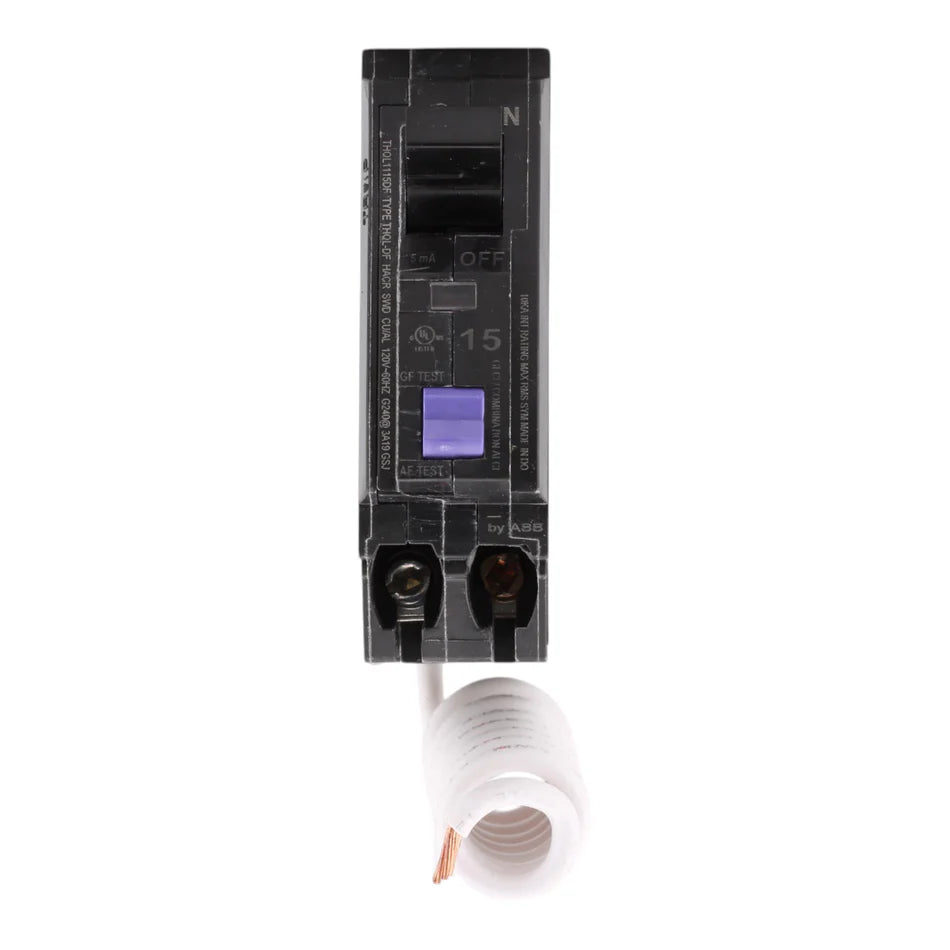GE THQL1115DFP 15A 120V Single-Pole Dual Function AFCI/GFCI Circuit Breaker – Pigtail – UL