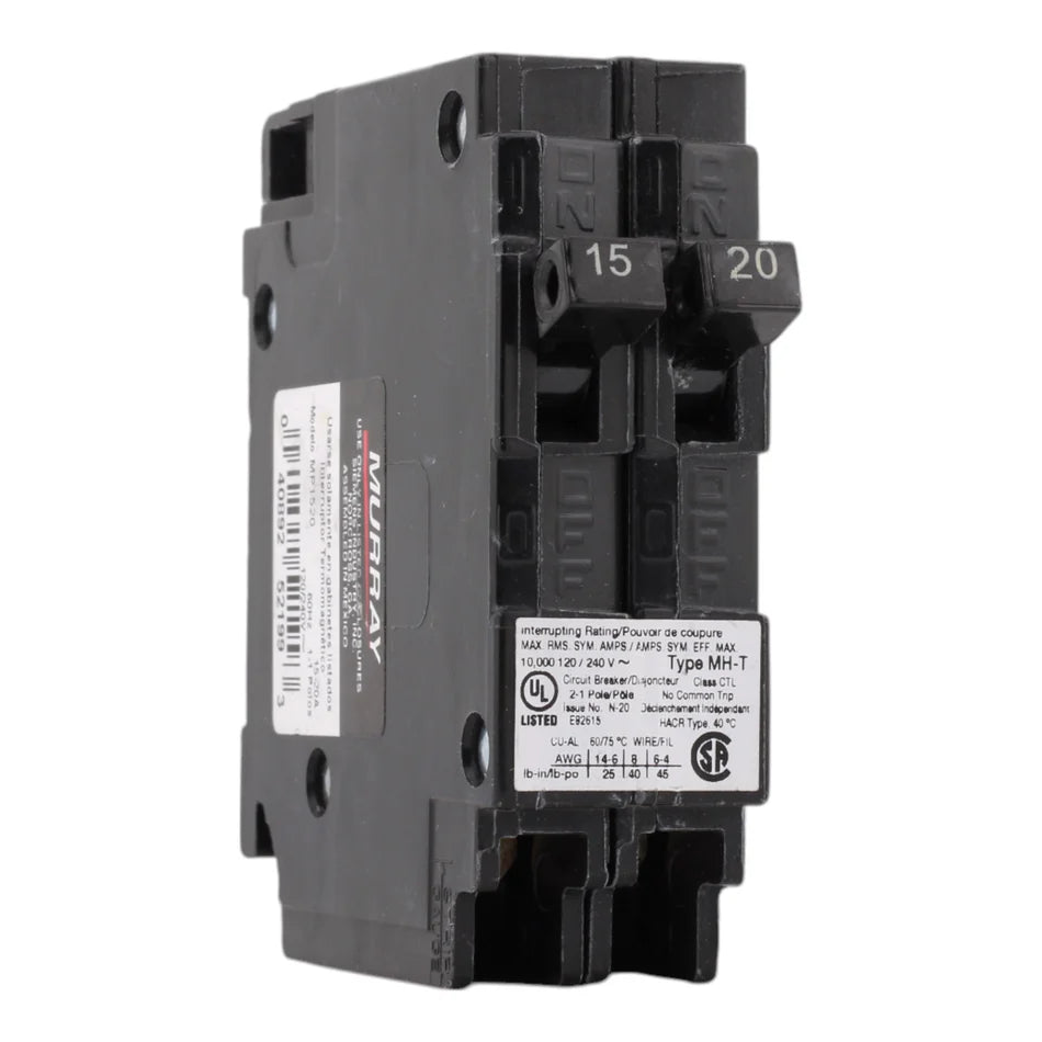 Murray MP1520 15/20A 120V 1-Pole Duplex Thermal Magnetic Circuit Breaker – Type MH-T