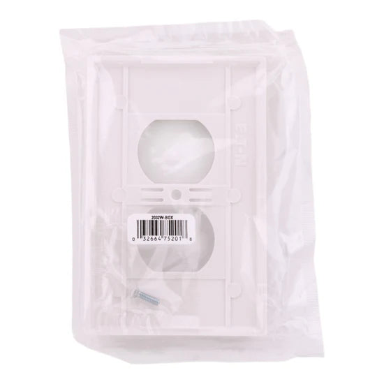 Eaton 2032W-BOX 1-Gang Duplex Wallplate – Mid-Size – White Thermoset