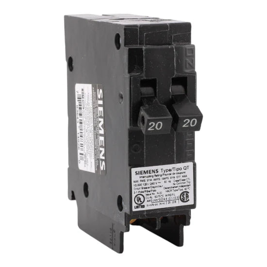 Siemens Q2020 20/20A 1-Pole Tandem Circuit Breaker – Plug-In – 120V