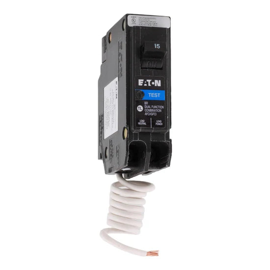 Eaton BRN115DF 15A 1-Pole Dual Function (AFCI/GFCI) Circuit Breaker – Plug-In (Pigtail Neutral) – 120V